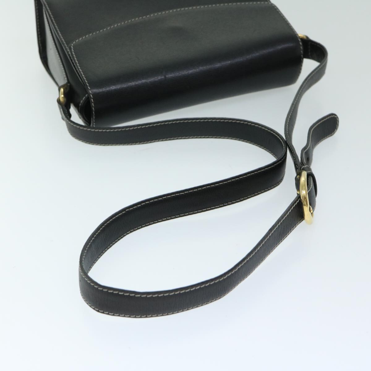 BALLY Shoulder Bag Leather Black Auth bs12469