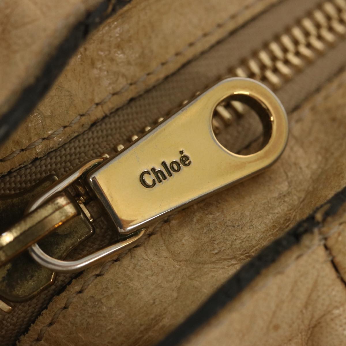 Chloe Etel Shoulder Bag Leather 2way Beige 02 10 50 Auth bs12473