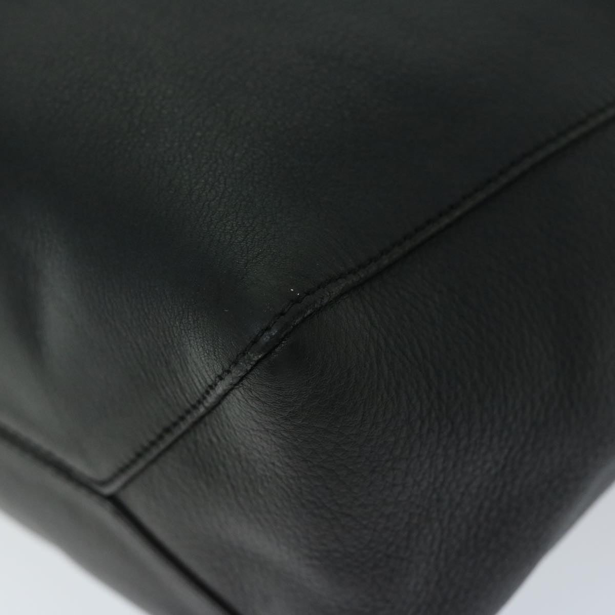 LOEWE Anagram East West Shopper Tote Bag Leather Black Auth bs12487