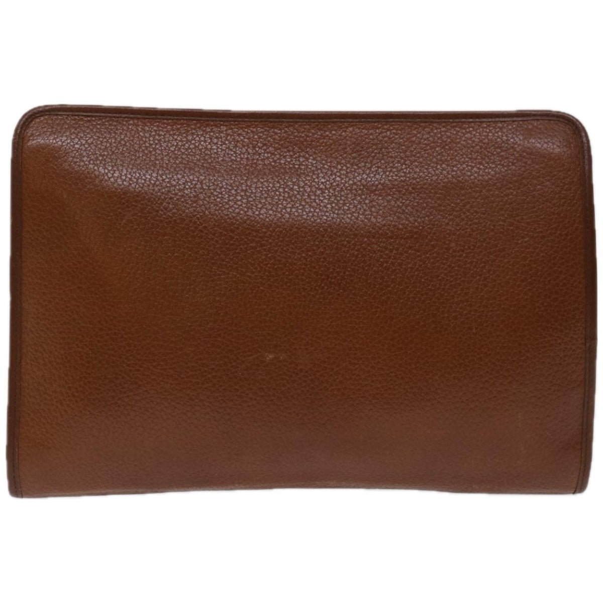 Burberrys Clutch Bag Leather Brown Auth bs12490