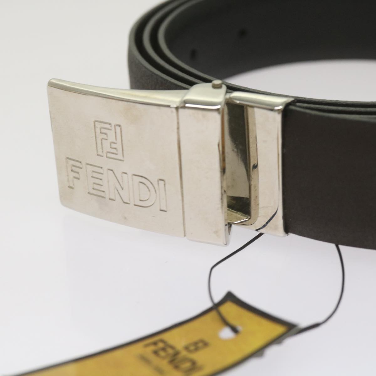 FENDI Belt Leather 48.8"" Brown Auth bs12494