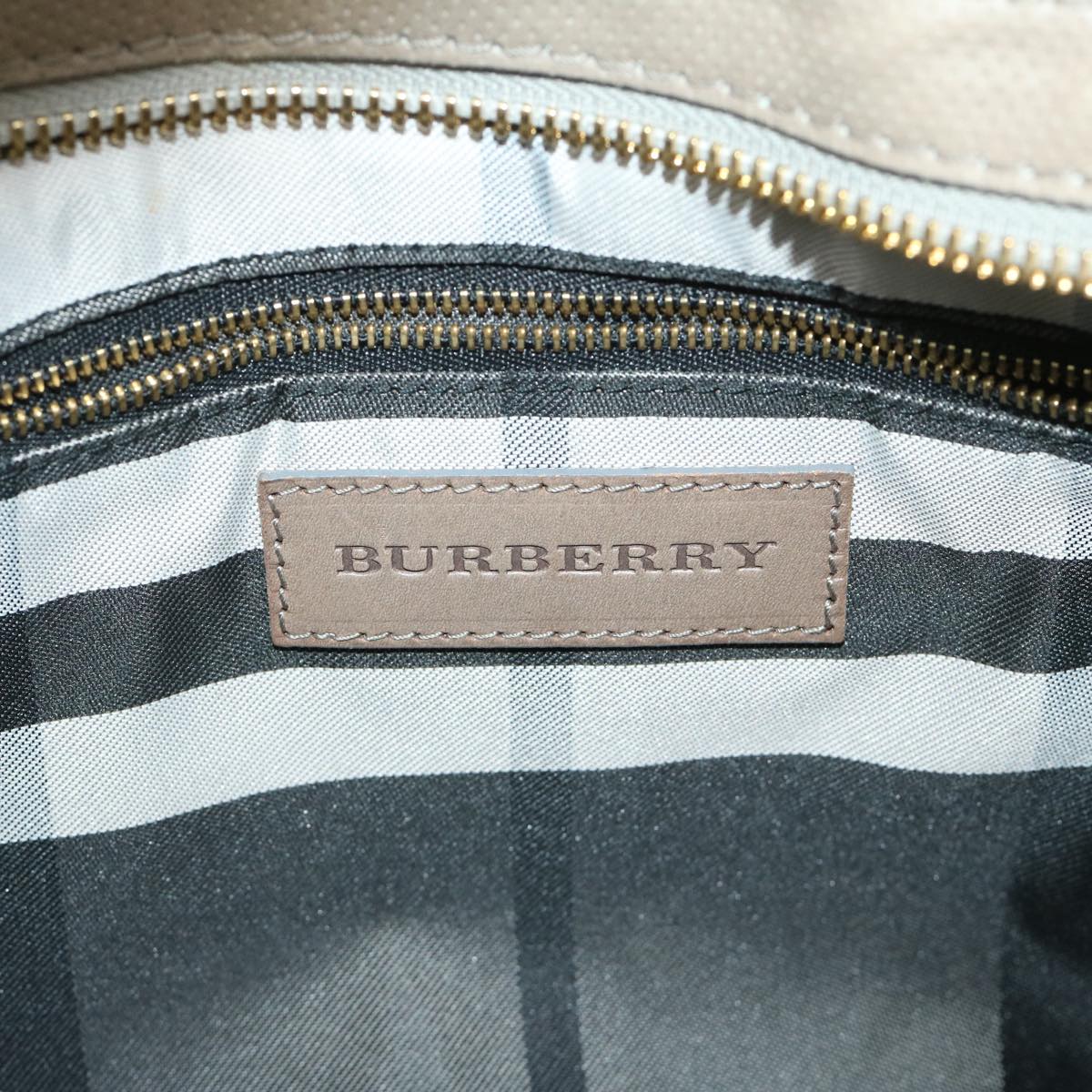 BURBERRY Tote Bag Leather Beige Auth bs12507