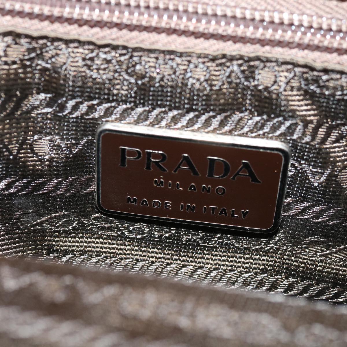 PRADA Shoulder Bag Leather Beige Auth bs12508