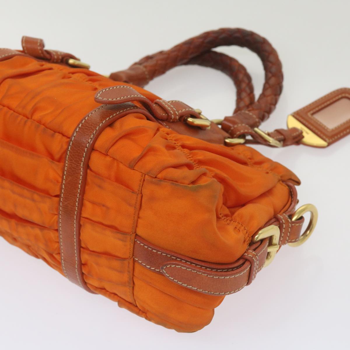 PRADA Hand Bag Nylon 2way Orange Auth bs12509