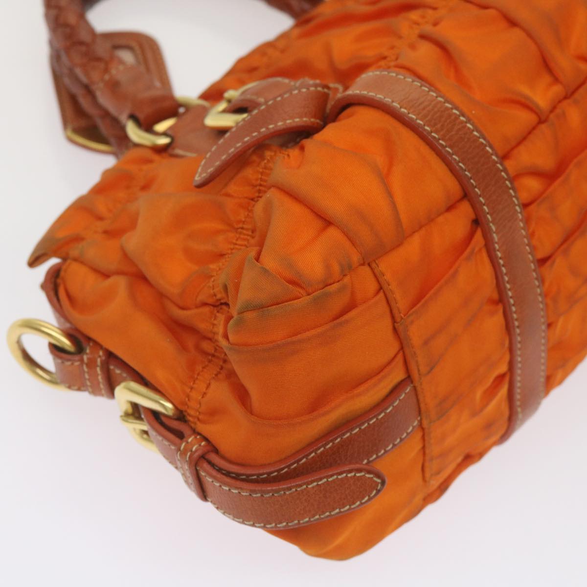 PRADA Hand Bag Nylon 2way Orange Auth bs12509