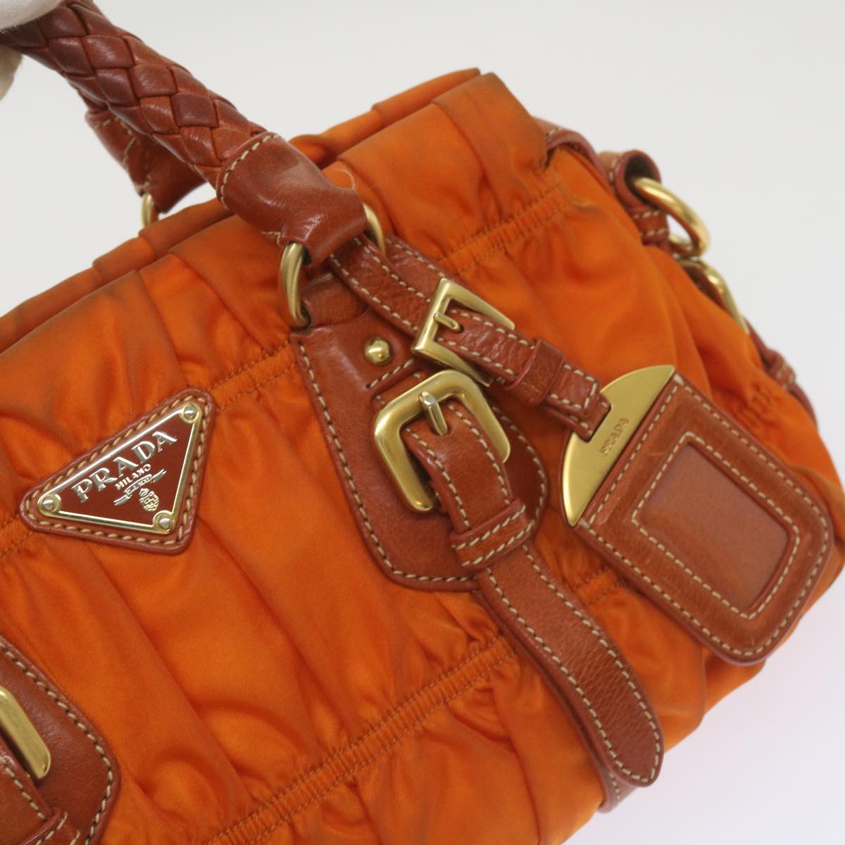 PRADA Hand Bag Nylon 2way Orange Auth bs12509
