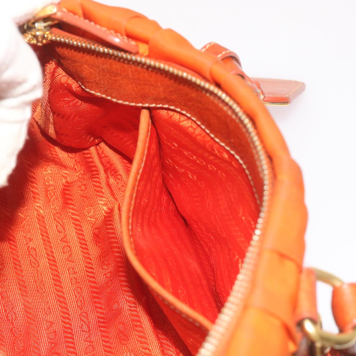 PRADA Hand Bag Nylon 2way Orange Auth bs12509