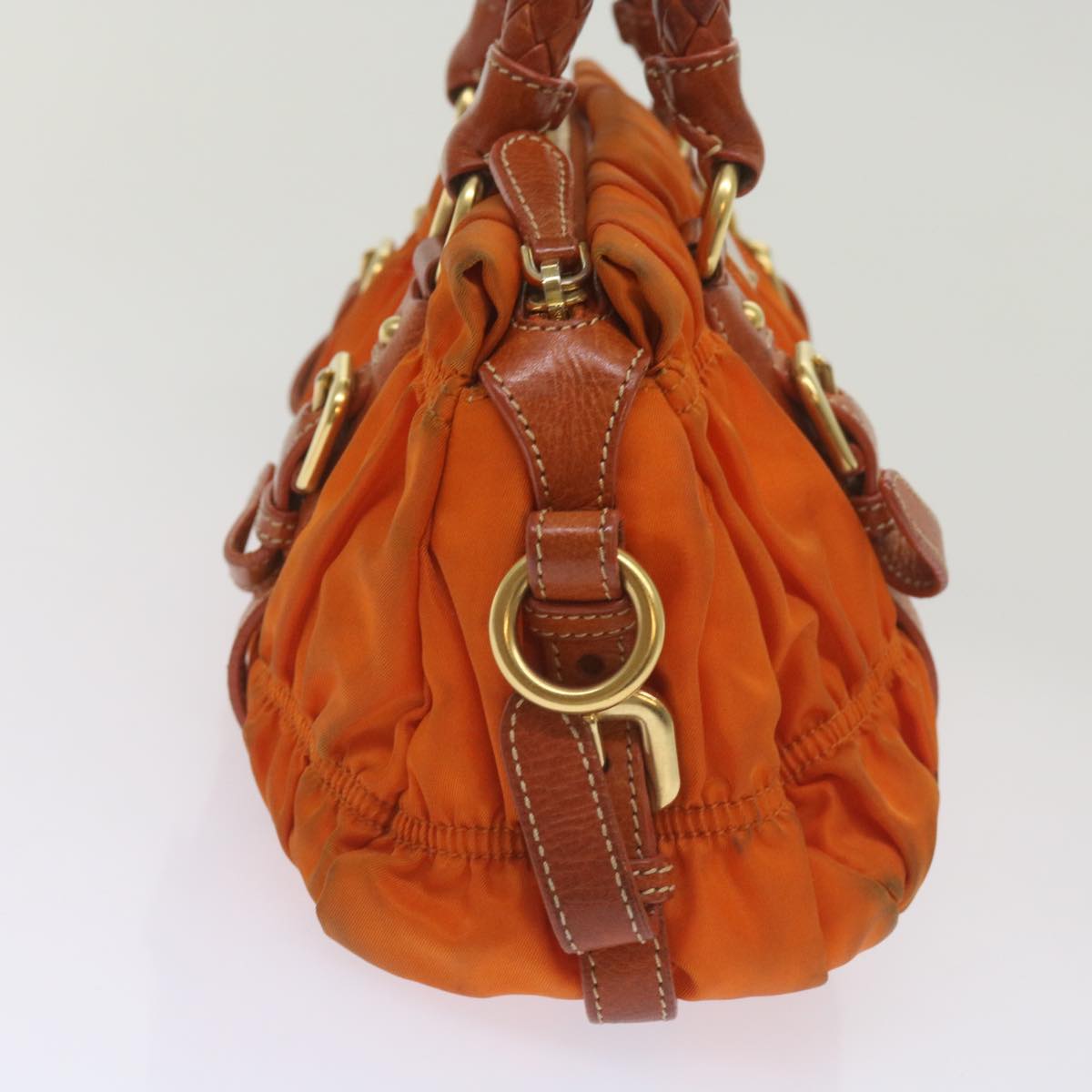 PRADA Hand Bag Nylon 2way Orange Auth bs12509