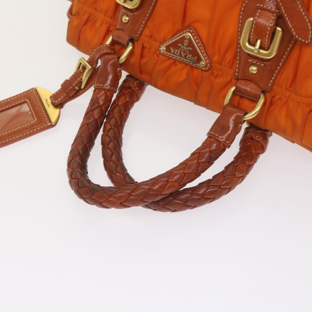 PRADA Hand Bag Nylon 2way Orange Auth bs12509