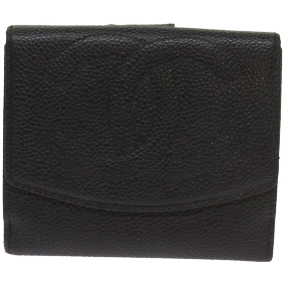 CHANEL Wallet Leather Black CC Auth bs12515