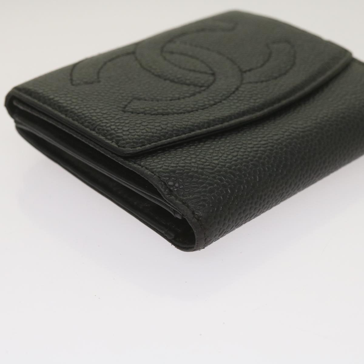 CHANEL Wallet Leather Black CC Auth bs12515