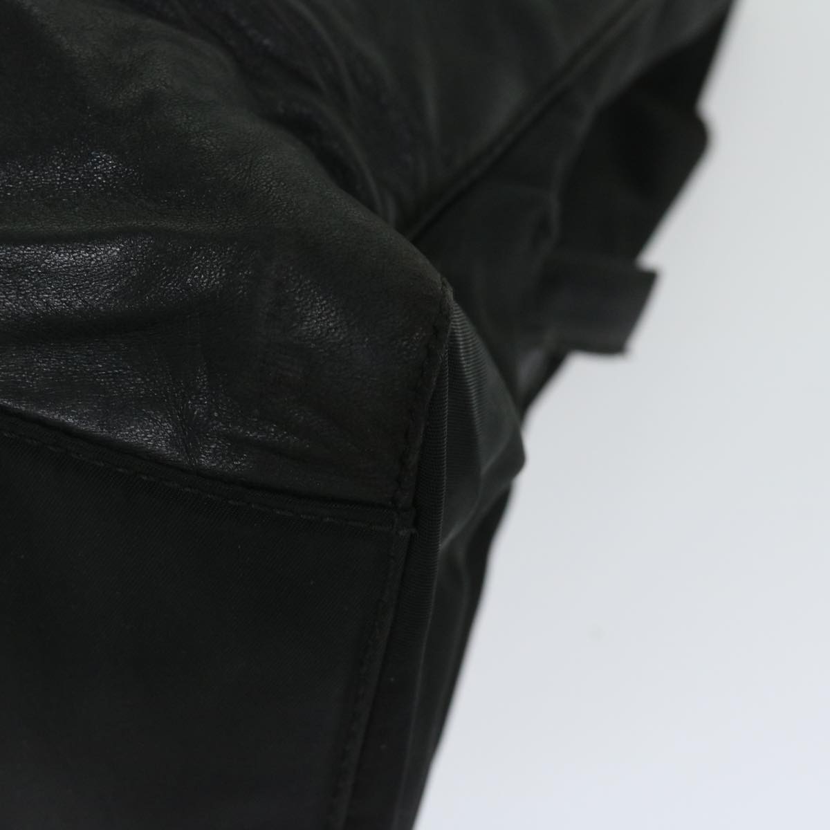 PRADA Chain Shoulder Bag Leather Black Auth bs12517