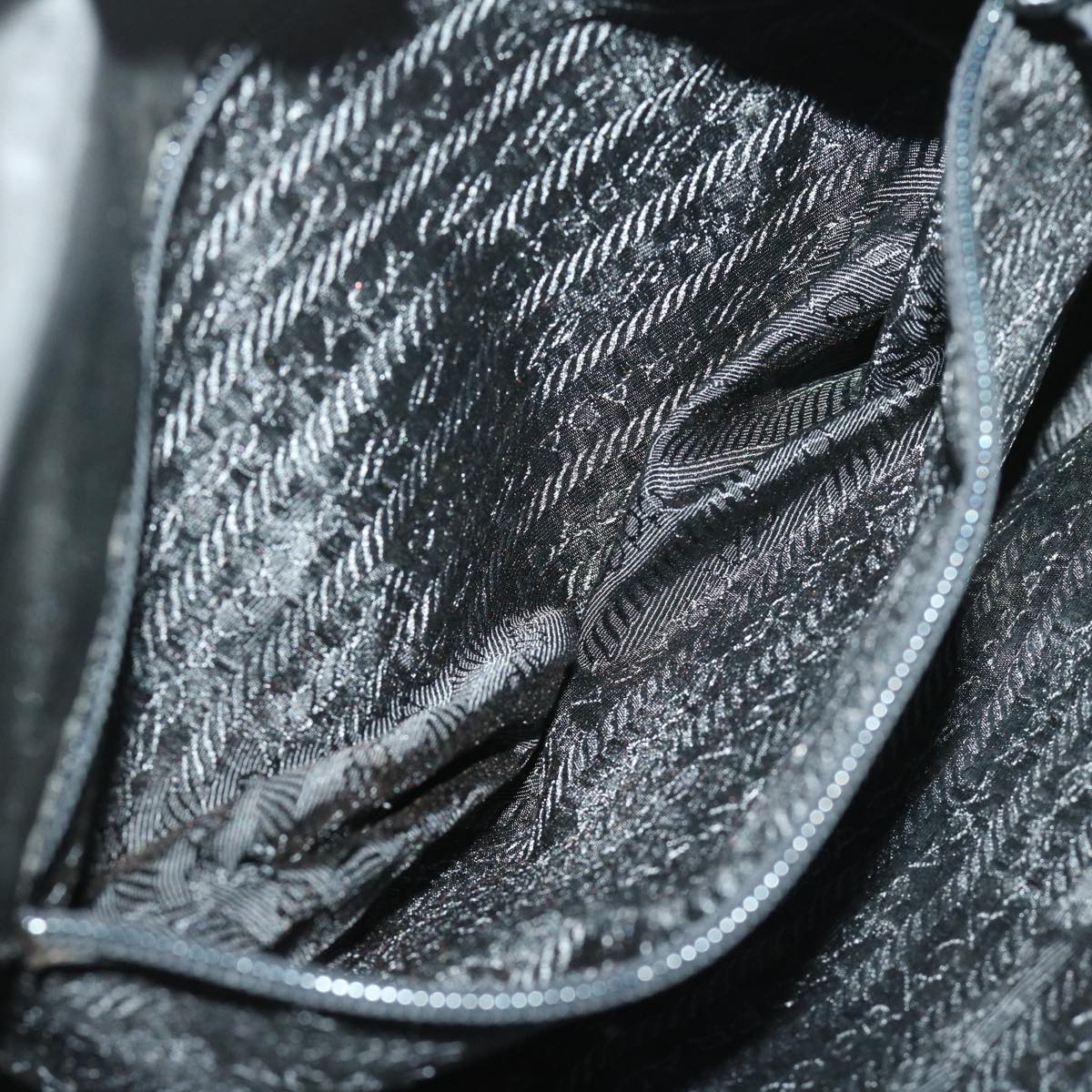 PRADA Chain Shoulder Bag Leather Black Auth bs12517