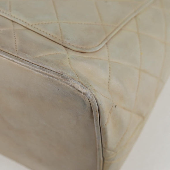 CHANEL Tote Bag Lamb Skin Beige CC Auth bs12535