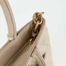 CHANEL Tote Bag Lamb Skin Beige CC Auth bs12535-18