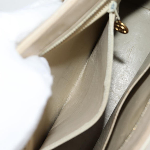 CHANEL Tote Bag Lamb Skin Beige CC Auth bs12535