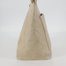 CHANEL Tote Bag Lamb Skin Beige CC Auth bs12535-4