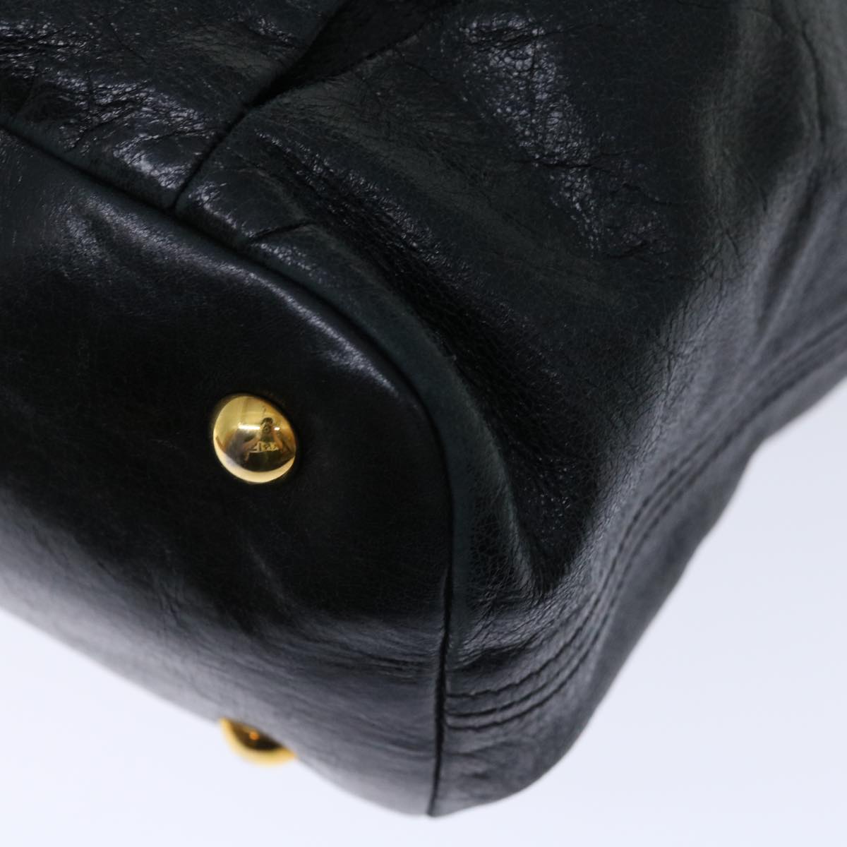 Miu Miu Tote Bag Leather Black Auth bs12539