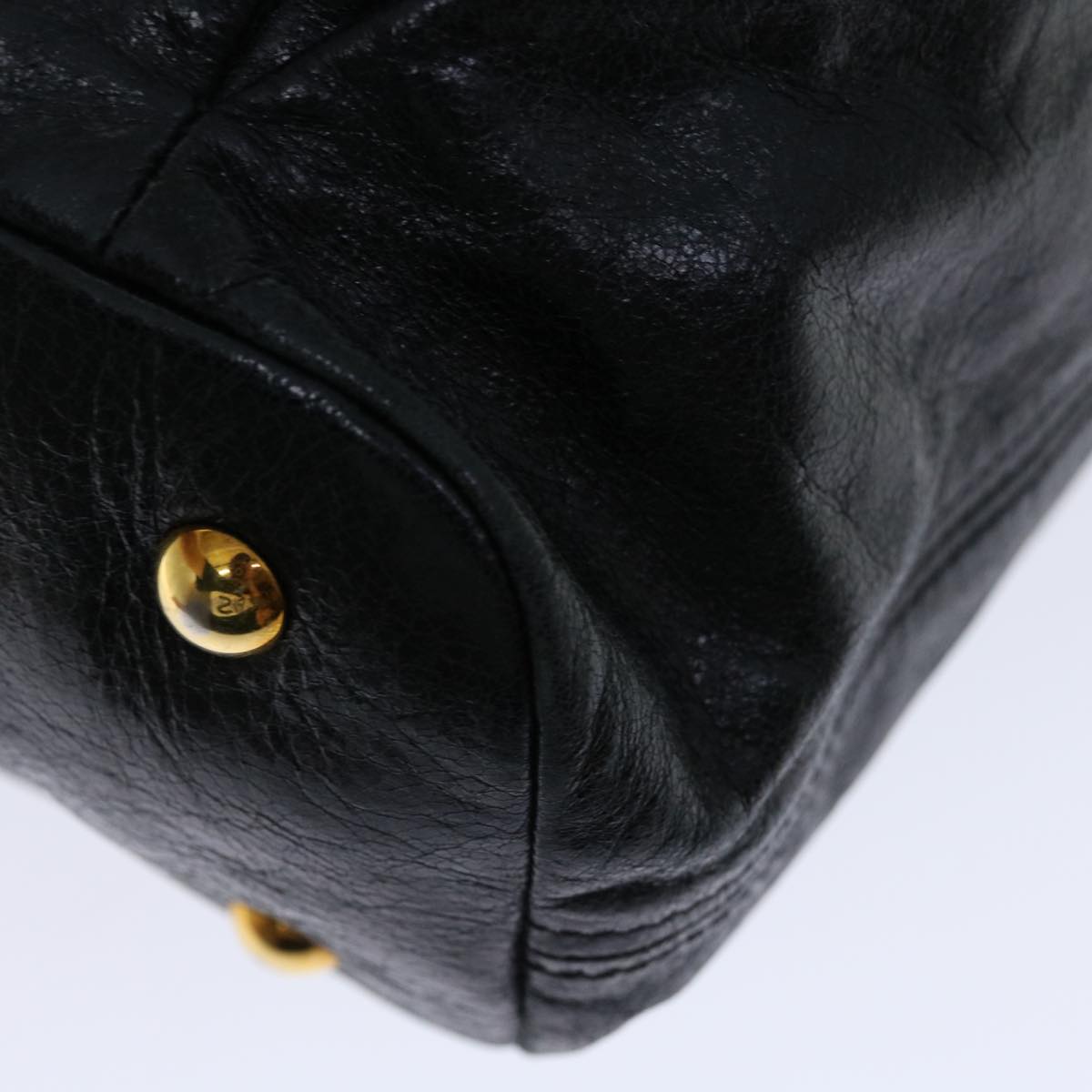 Miu Miu Tote Bag Leather Black Auth bs12539