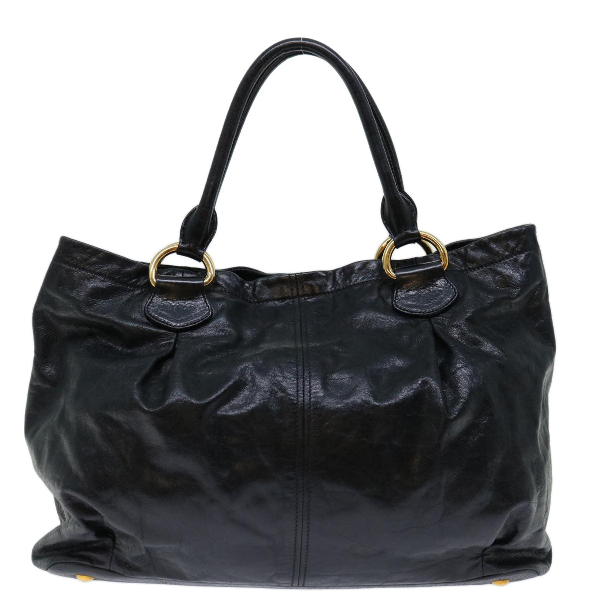 Miu Miu Tote Bag Leather Black Auth bs12539 - 0