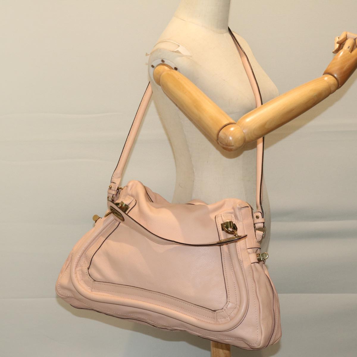 Chloe Paraty Hand Bag Leather 2way Pink Auth bs12541