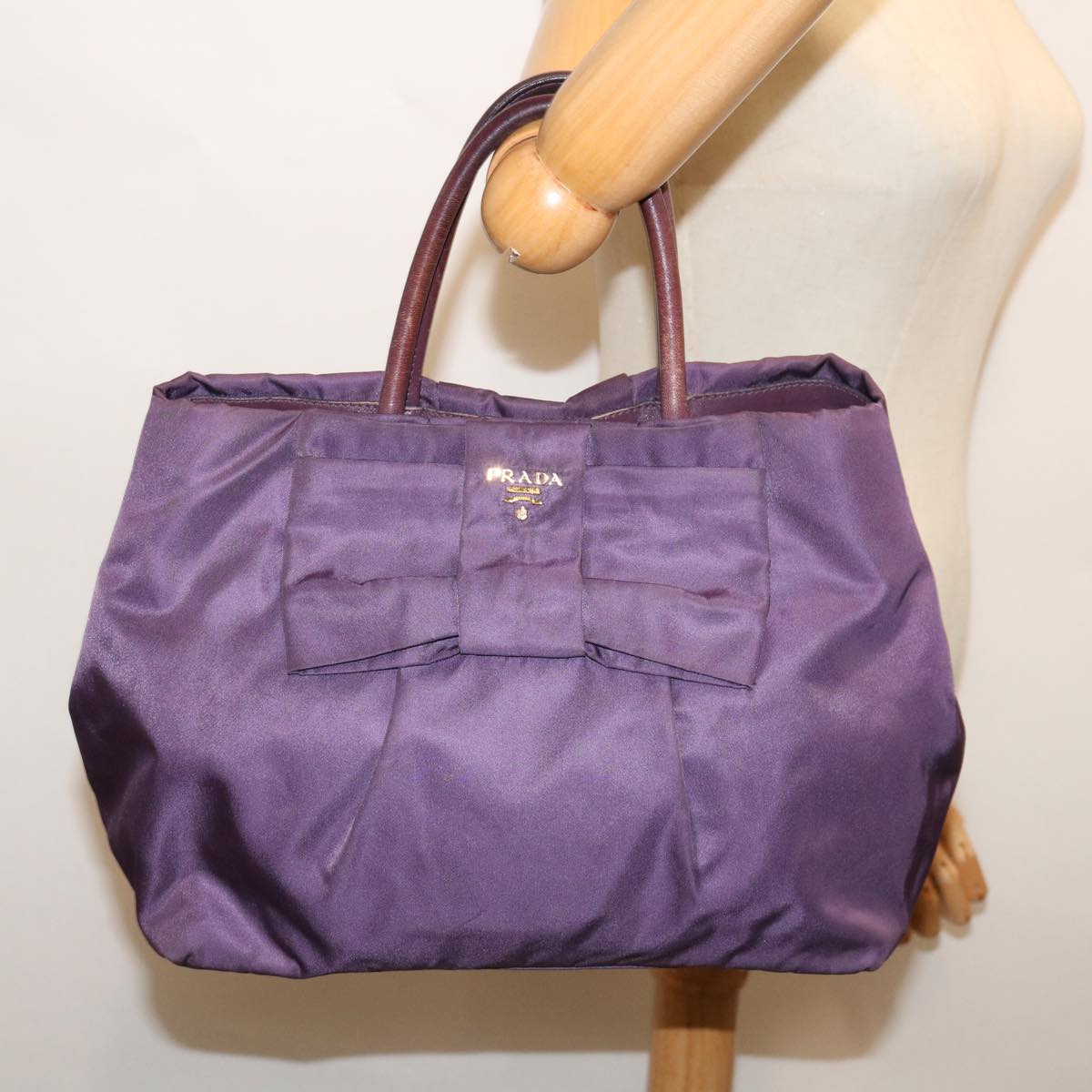 PRADA Hand Bag Nylon Purple Auth bs12547