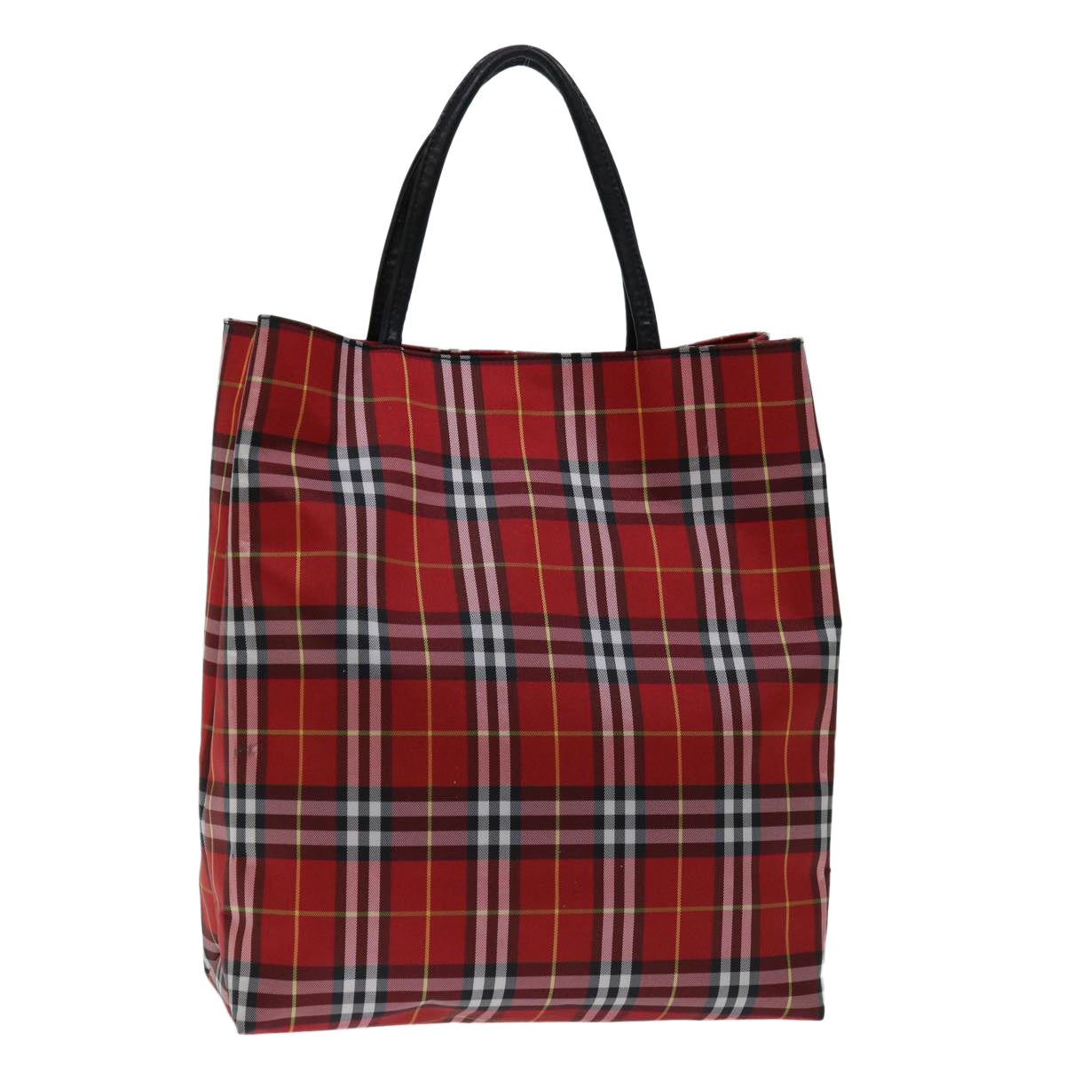 BURBERRY Nova Check Hand Bag Nylon Red Auth bs12551