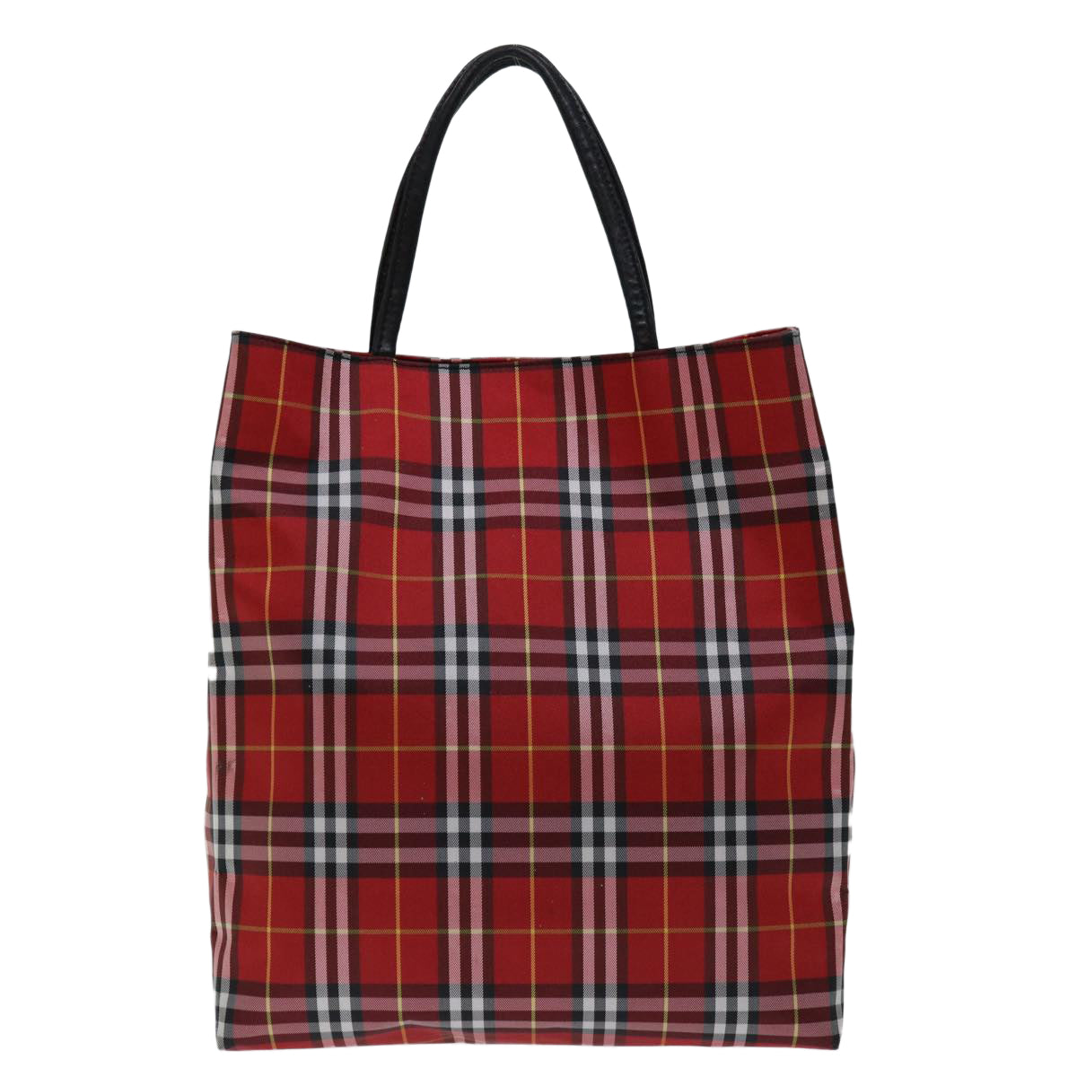 BURBERRY Nova Check Hand Bag Nylon Red Auth bs12551