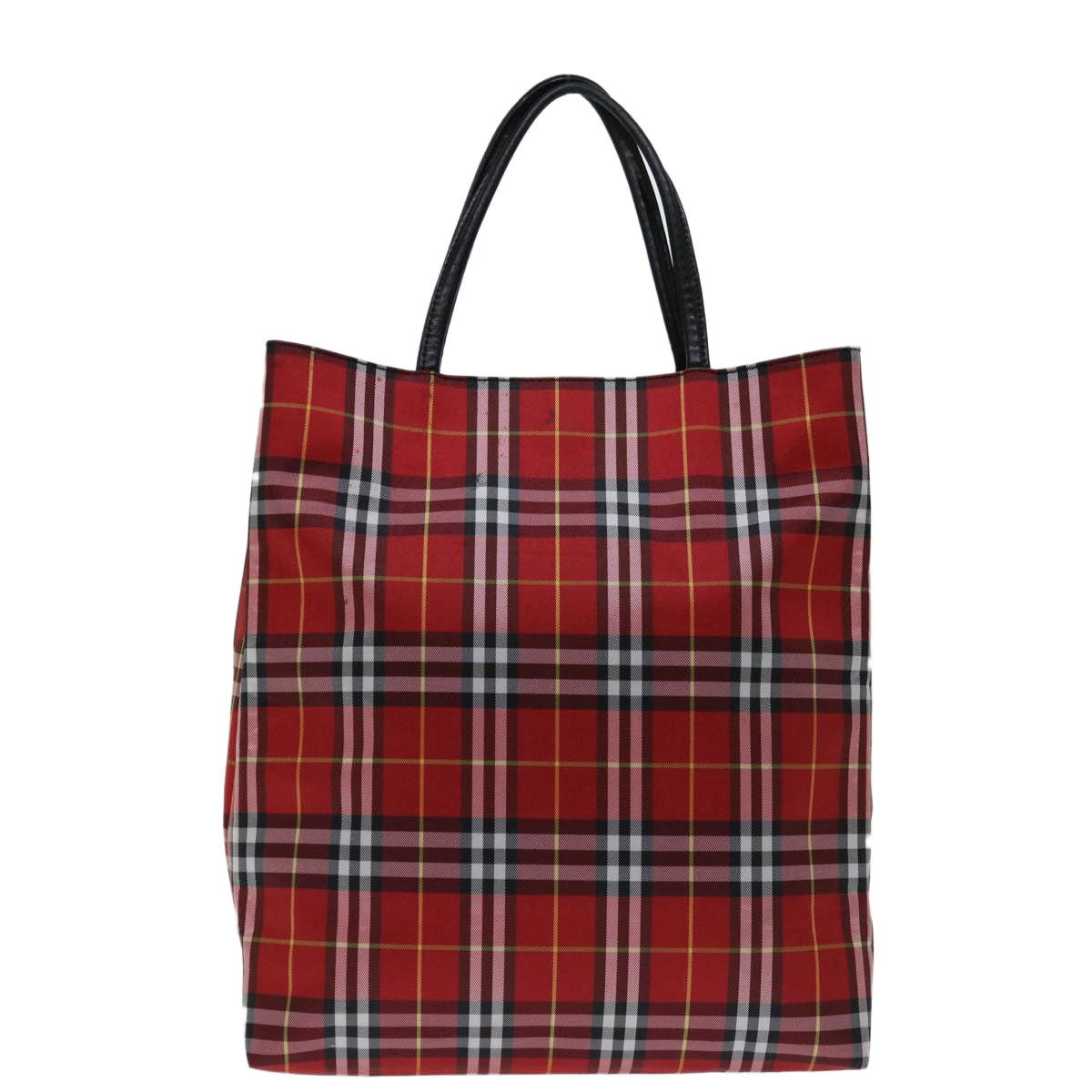 BURBERRY Nova Check Hand Bag Nylon Red Auth bs12551