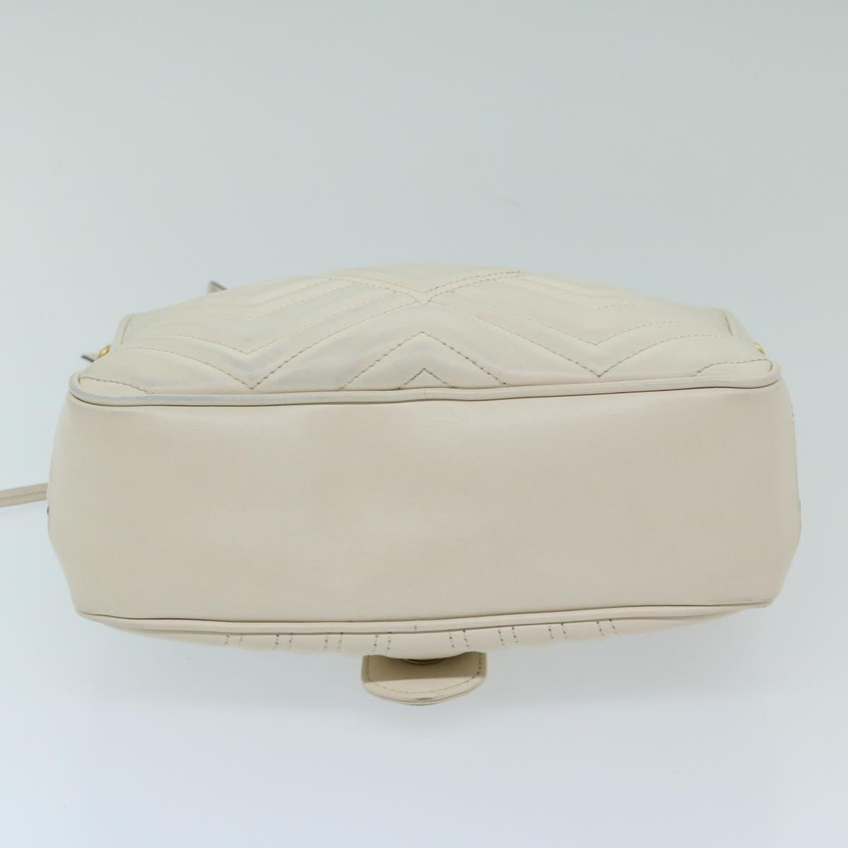 GUCCI GG Mormant Sherry Line Shoulder Bag Leather White 498100 Auth bs12555