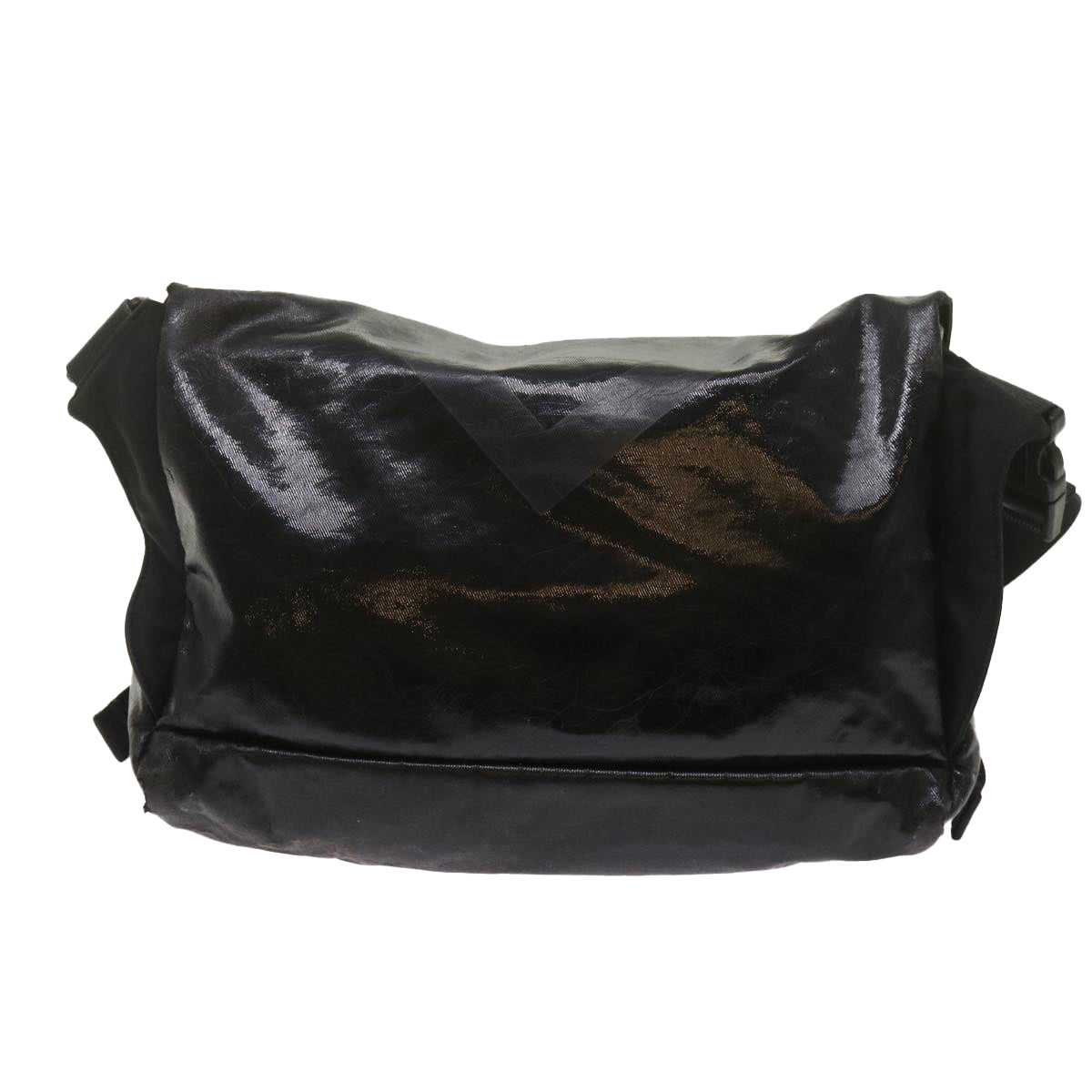 CHANEL Shoulder Bag Coated Canvas Black CC Auth bs12568 - 0
