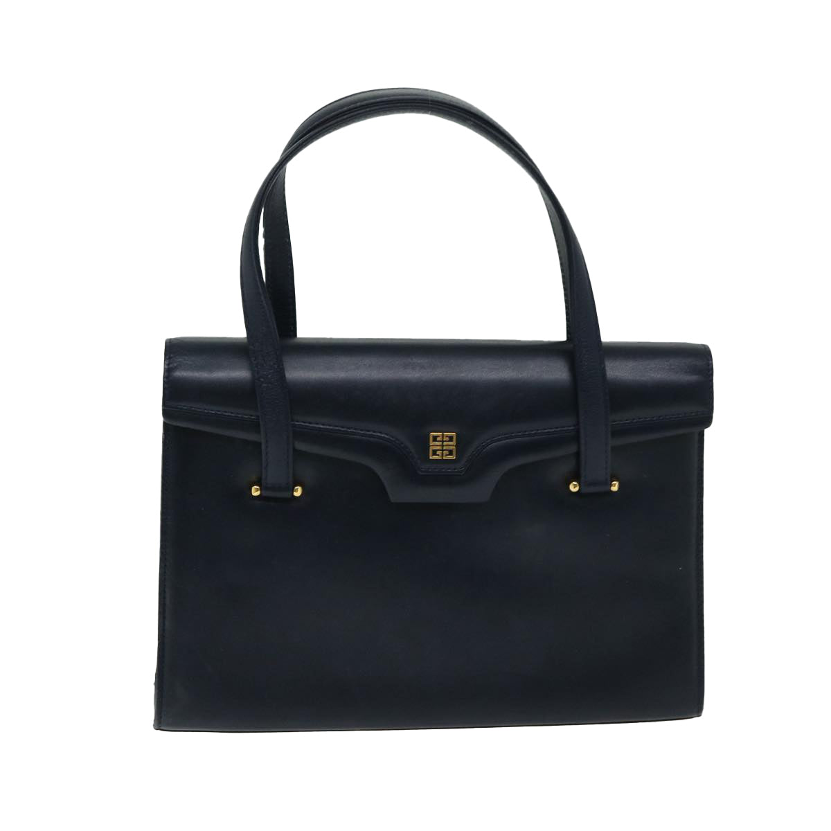 GIVENCHY Hand Bag Leather Navy Auth bs12582 - 0