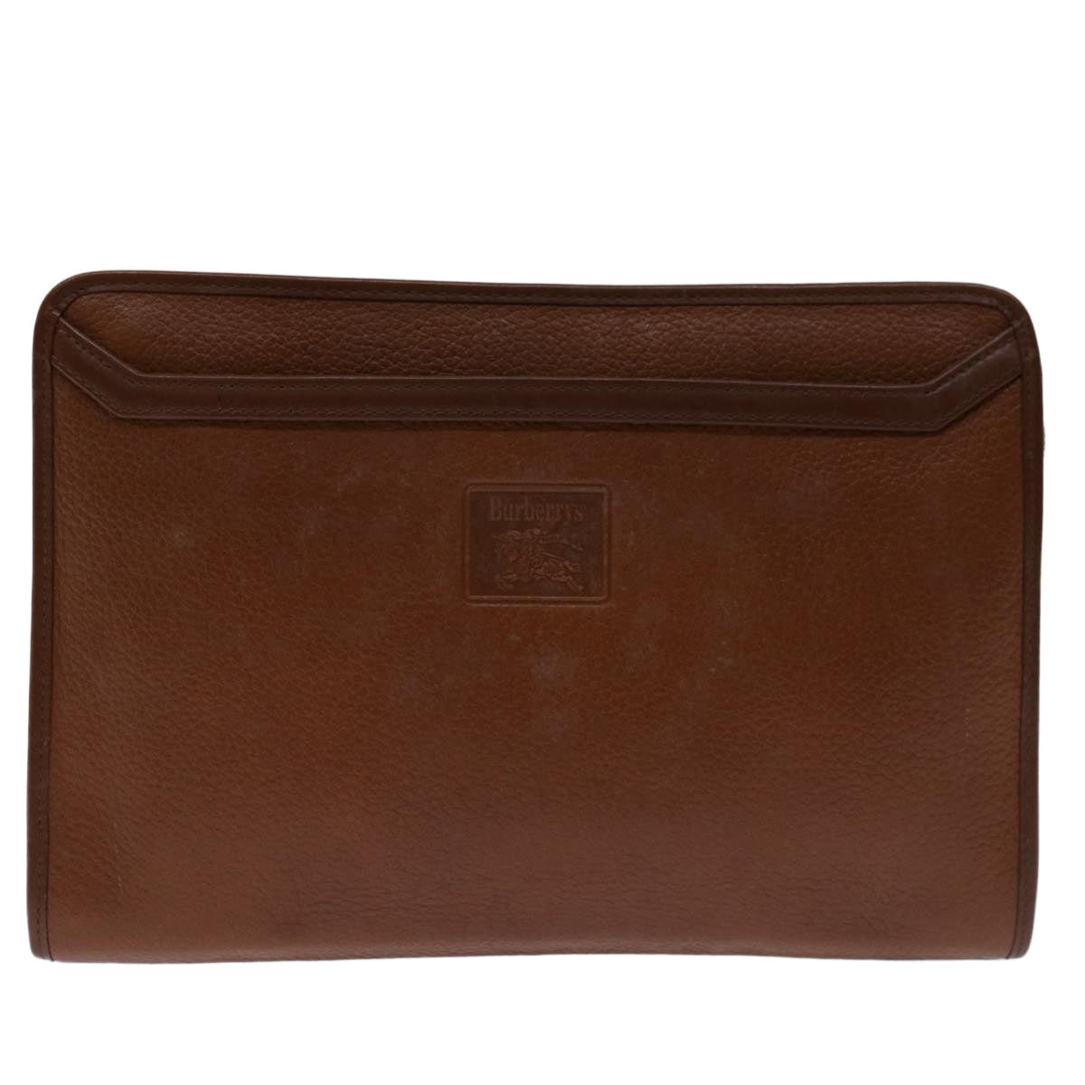 Burberrys Clutch Bag Leather Brown Auth bs12585 - 0