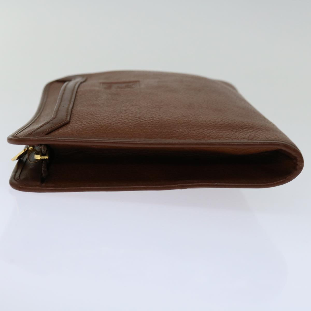 Burberrys Clutch Bag Leather Brown Auth bs12585