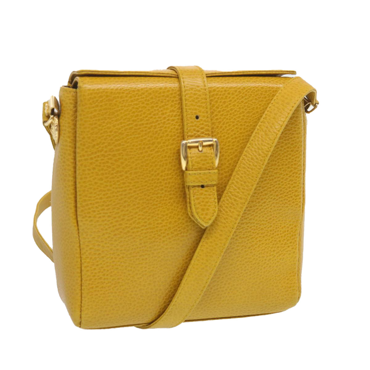 Gianni Versace Shoulder Bag Leather Yellow Auth bs12589