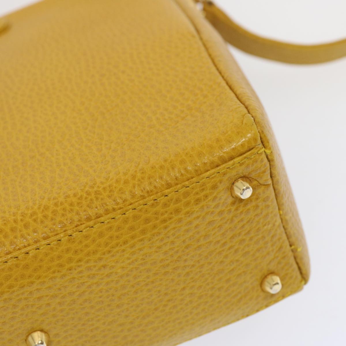 Gianni Versace Shoulder Bag Leather Yellow Auth bs12589