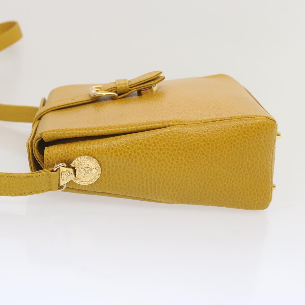 Gianni Versace Shoulder Bag Leather Yellow Auth bs12589