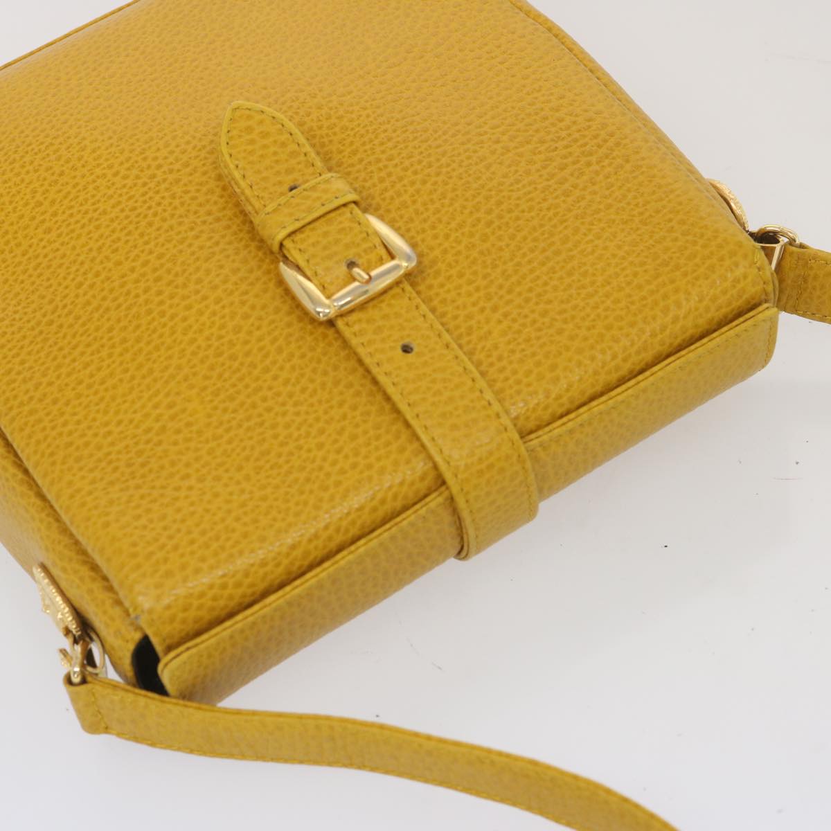 Gianni Versace Shoulder Bag Leather Yellow Auth bs12589