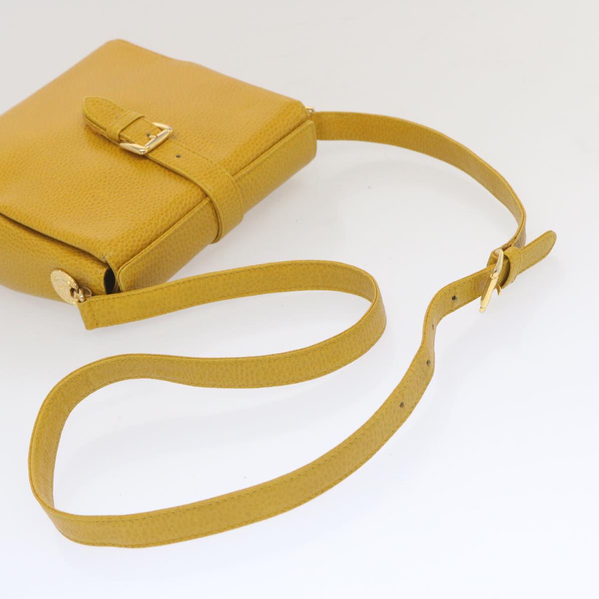 Gianni Versace Shoulder Bag Leather Yellow Auth bs12589