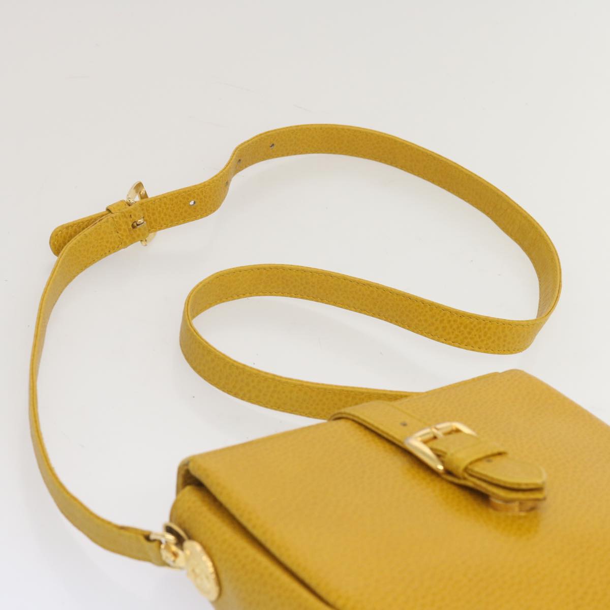 Gianni Versace Shoulder Bag Leather Yellow Auth bs12589