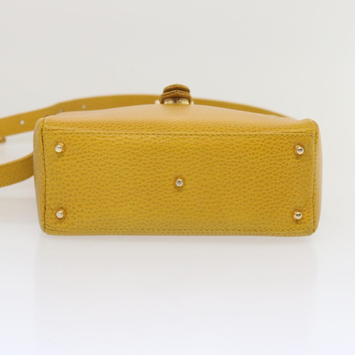 Gianni Versace Shoulder Bag Leather Yellow Auth bs12589