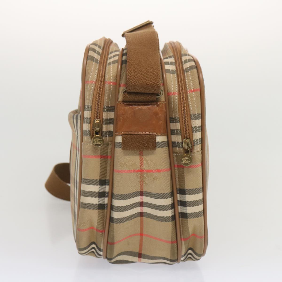 Burberrys Nova Check Shoulder Bag Canvas Beige Auth bs12602