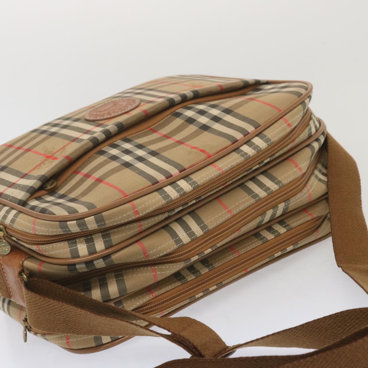 Burberrys Nova Check Shoulder Bag Canvas Beige Auth bs12602