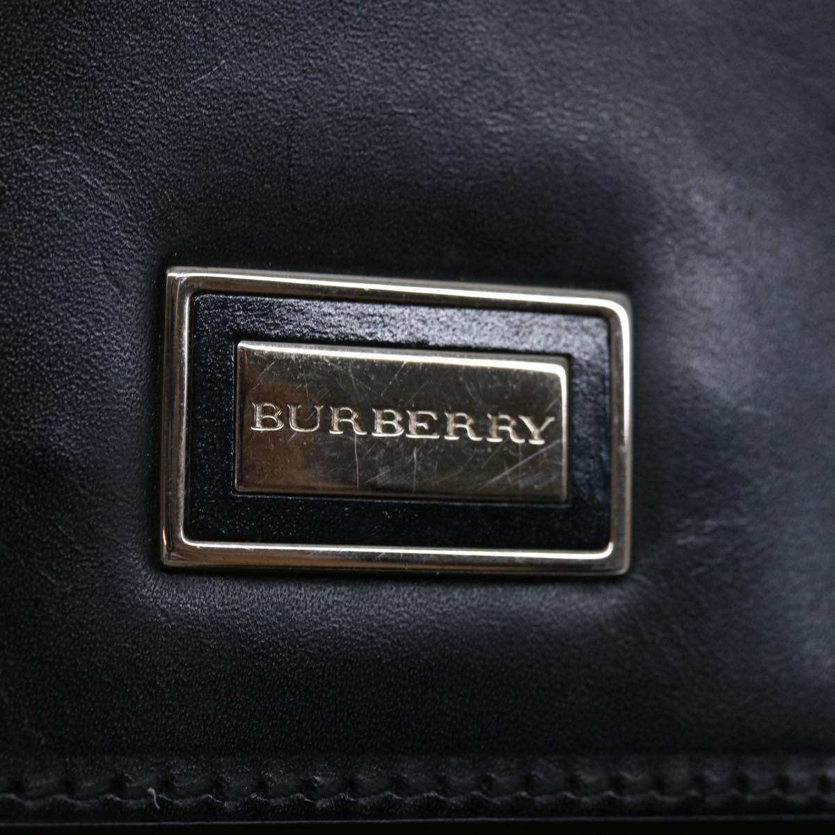 BURBERRY Shoulder Bag Leather Black Auth bs12606