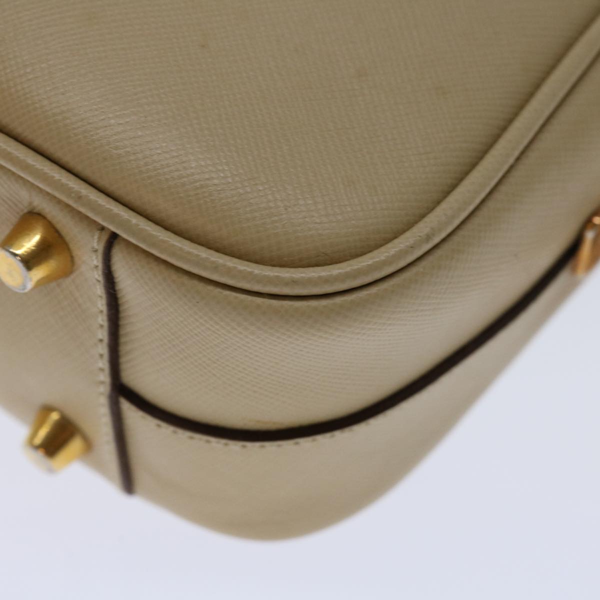 PRADA Hand Bag Safiano leather Beige Auth bs12611