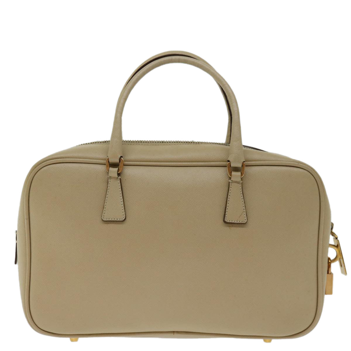 PRADA Hand Bag Safiano leather Beige Auth bs12611 - 0