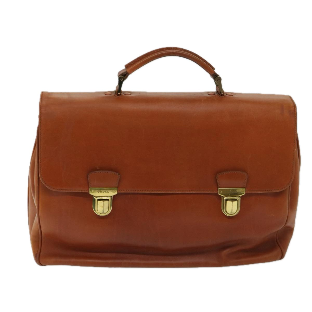 PRADA Hand Bag Leather Brown Auth bs12617