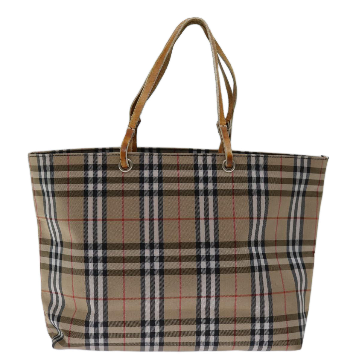 BURBERRY Nova Check Hand Bag Nylon Beige Auth bs12619