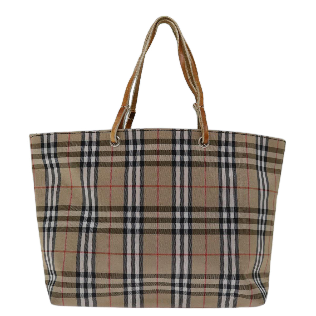 BURBERRY Nova Check Hand Bag Nylon Beige Auth bs12619