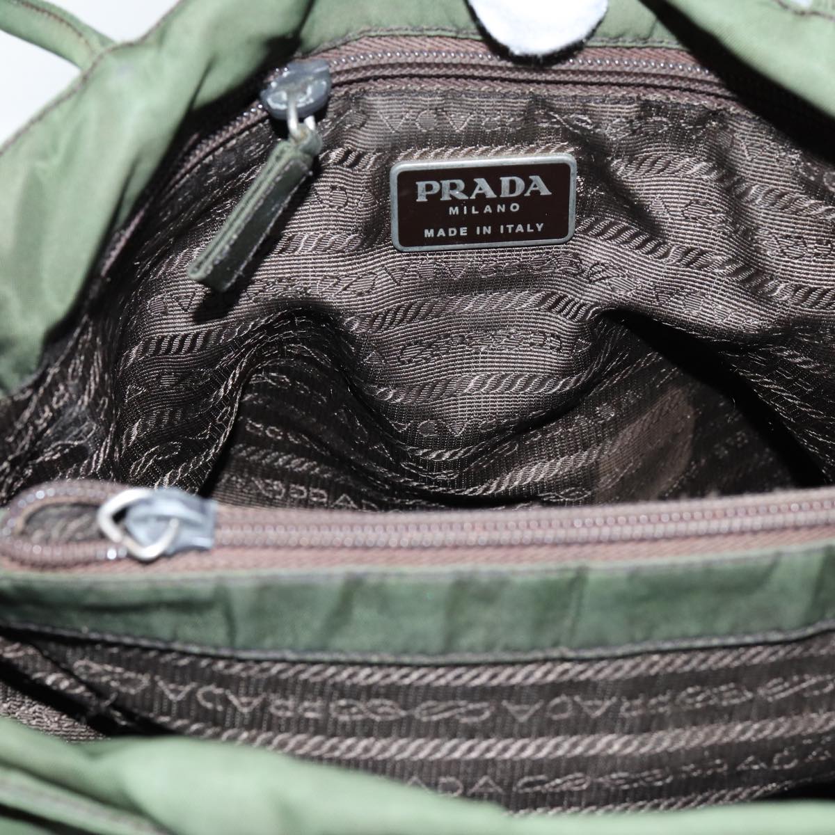 PRADA Tote Bag Nylon 3Set Khaki Black Auth bs12622